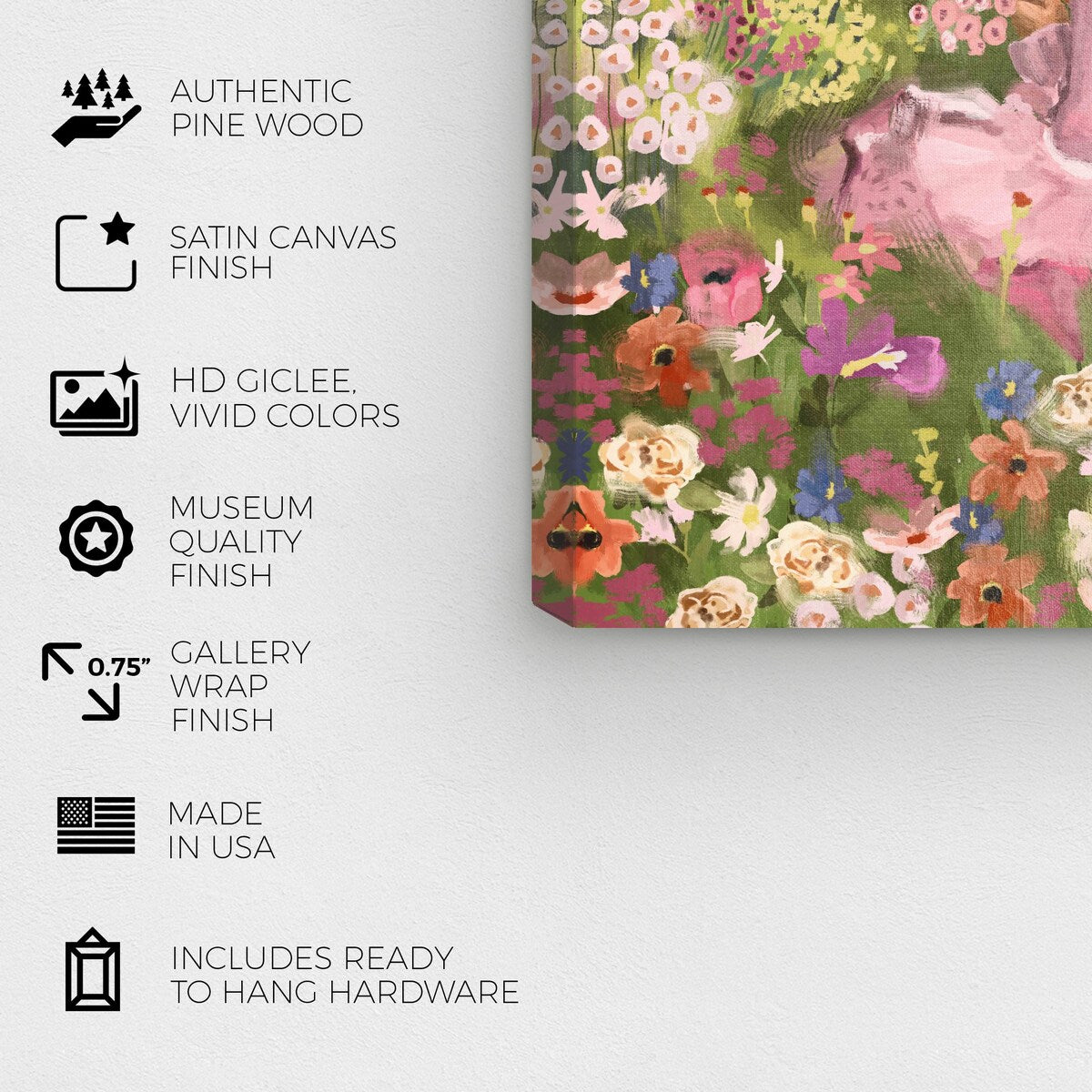 Wynwood Studio Canvas Floral and Botanical Meditative Green and Pastel Pink Traditional Wall Art Canvas Print