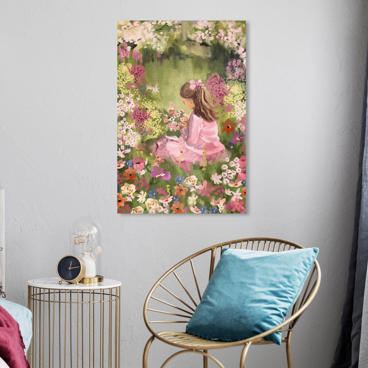 Wynwood Studio Canvas Floral and Botanical Meditative Green and Pastel Pink Traditional Wall Art Canvas Print