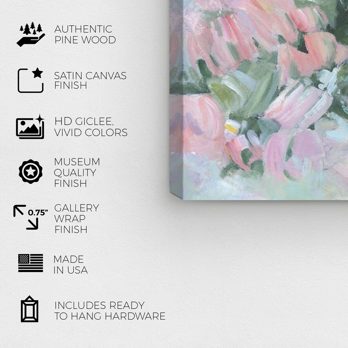 Wynwood Studio Canvas Floral and Botanical Misty flowers Pink and Pastel Pink Modern & Contemporary Wall Art Canvas Print