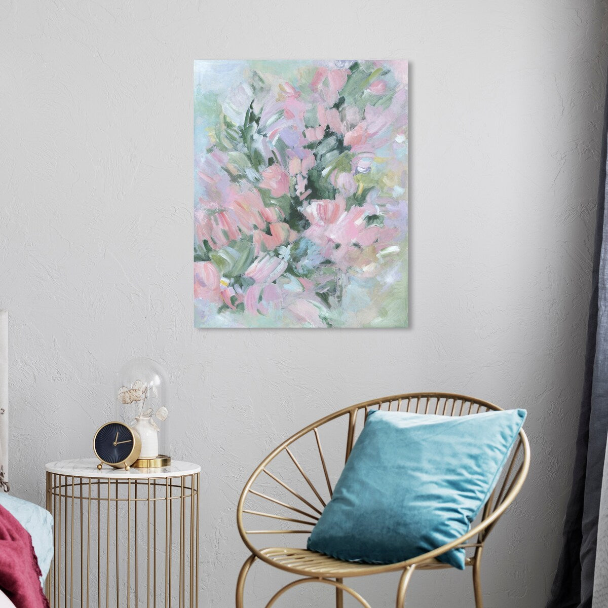 Wynwood Studio Canvas Floral and Botanical Misty flowers Pink and Pastel Pink Modern & Contemporary Wall Art Canvas Print