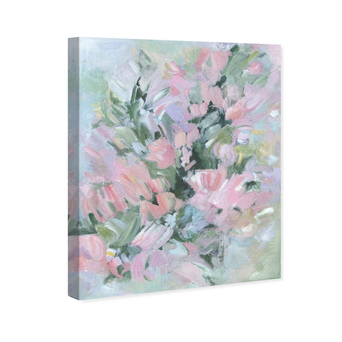 Wynwood Studio Canvas Floral and Botanical Misty flowers Pink and Pastel Pink Modern & Contemporary Wall Art Canvas Print