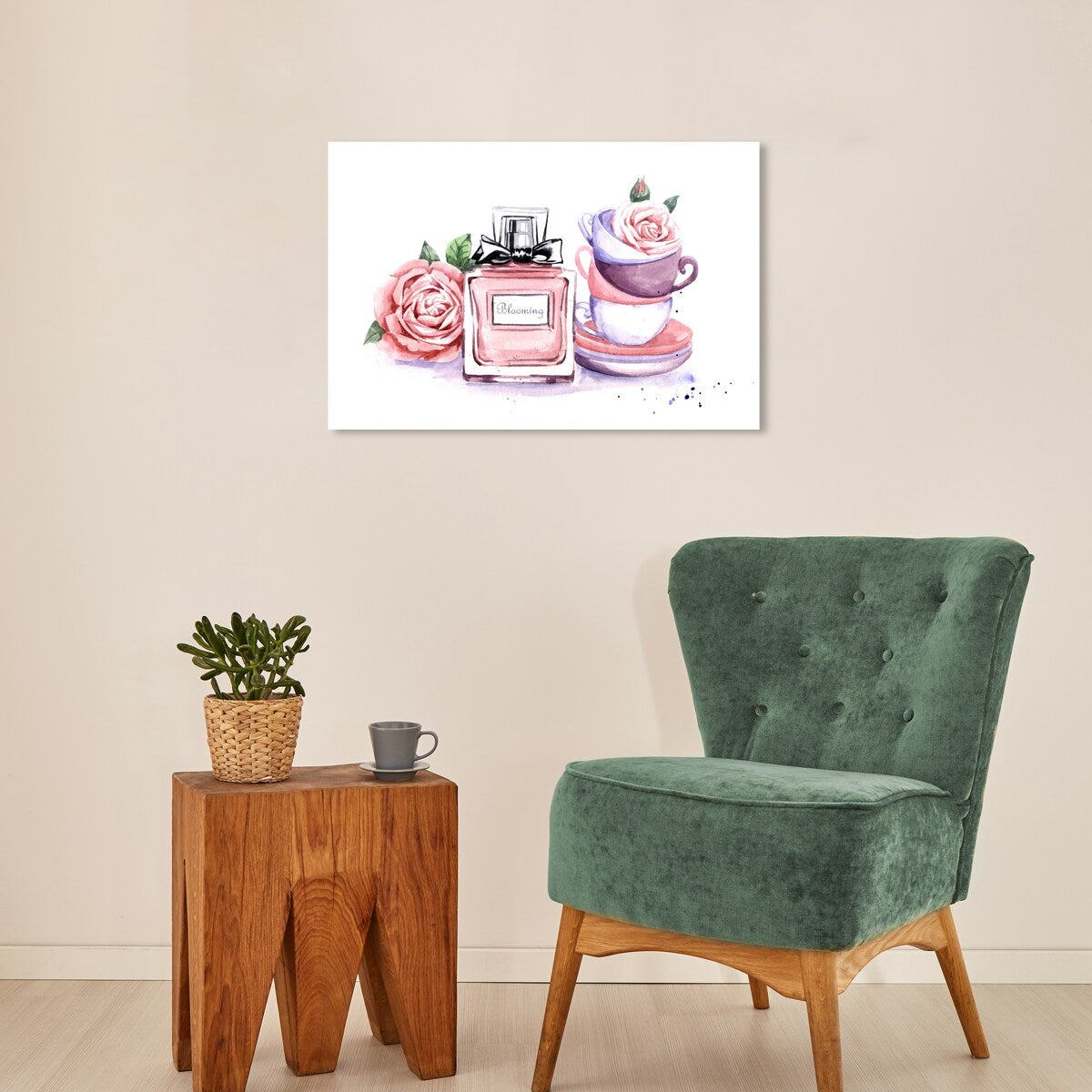 Wynwood Studio Fashion and Glam Floral Tea Time Pink and Glam Wall Art Canvas Print