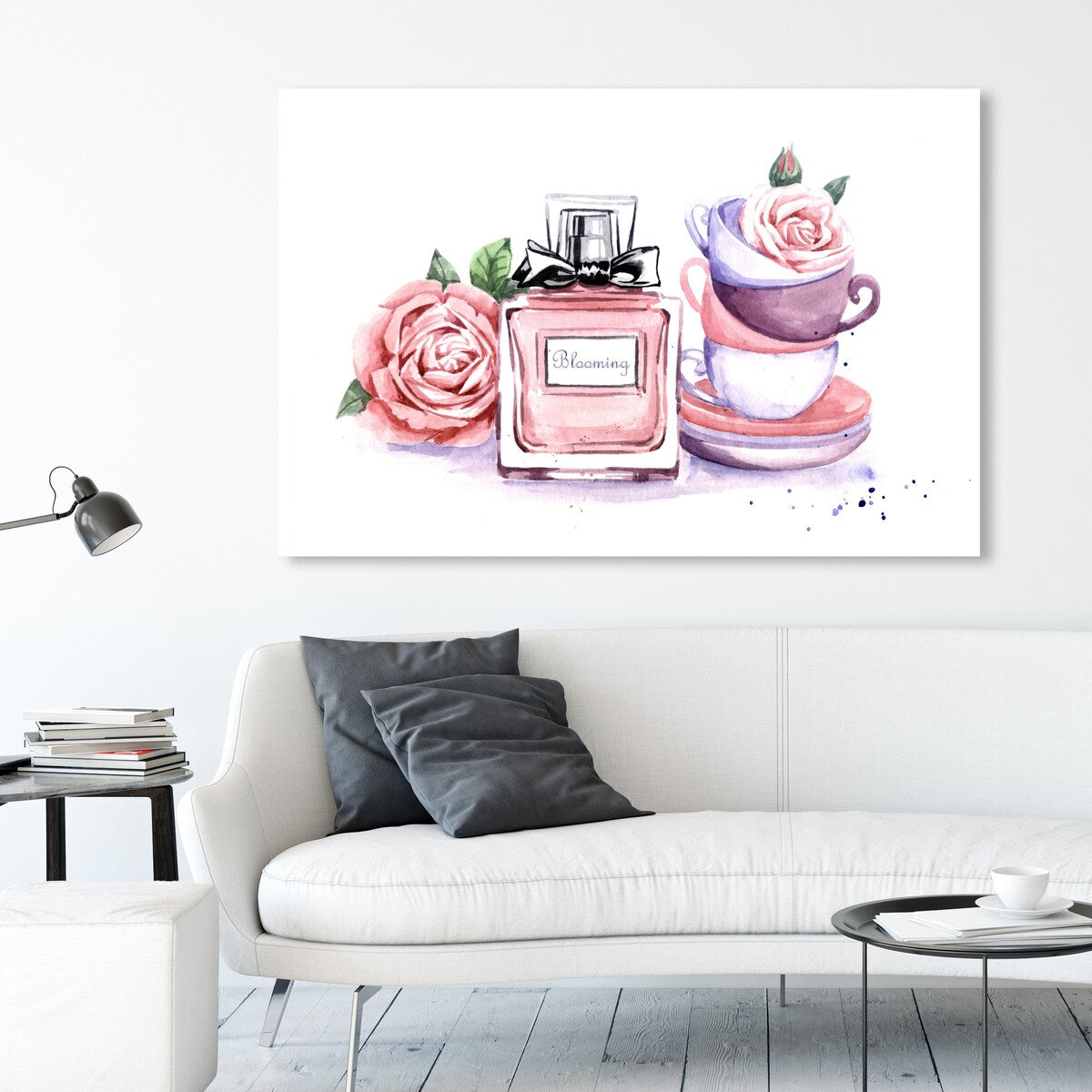 Wynwood Studio Fashion and Glam Floral Tea Time Pink and Glam Wall Art Canvas Print