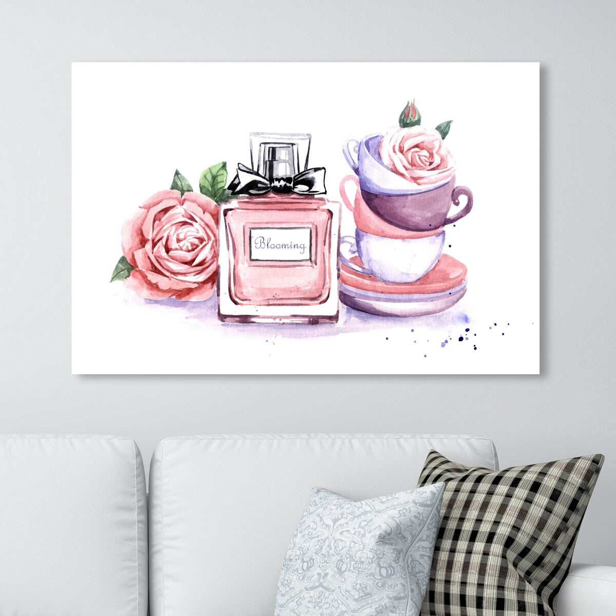 Wynwood Studio Fashion and Glam Floral Tea Time Pink and Glam Wall Art Canvas Print