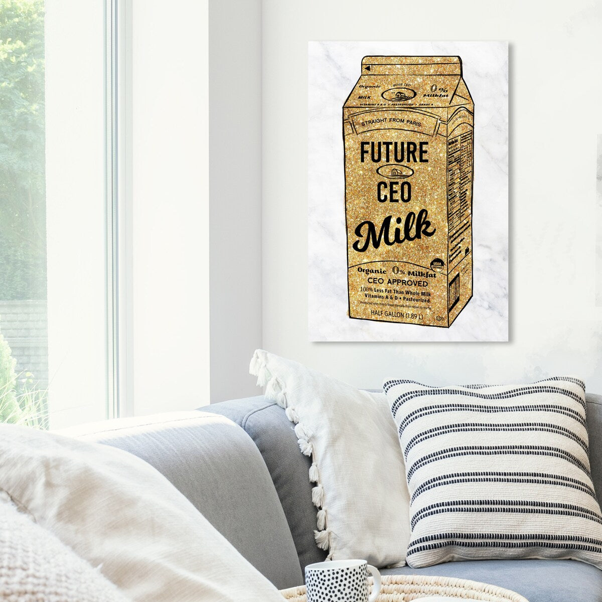 Wynwood Studio 'Future CEO Milk GLITTER' Drinks and Spirits Wall Art Canvas Print Milk - Gold, Black
