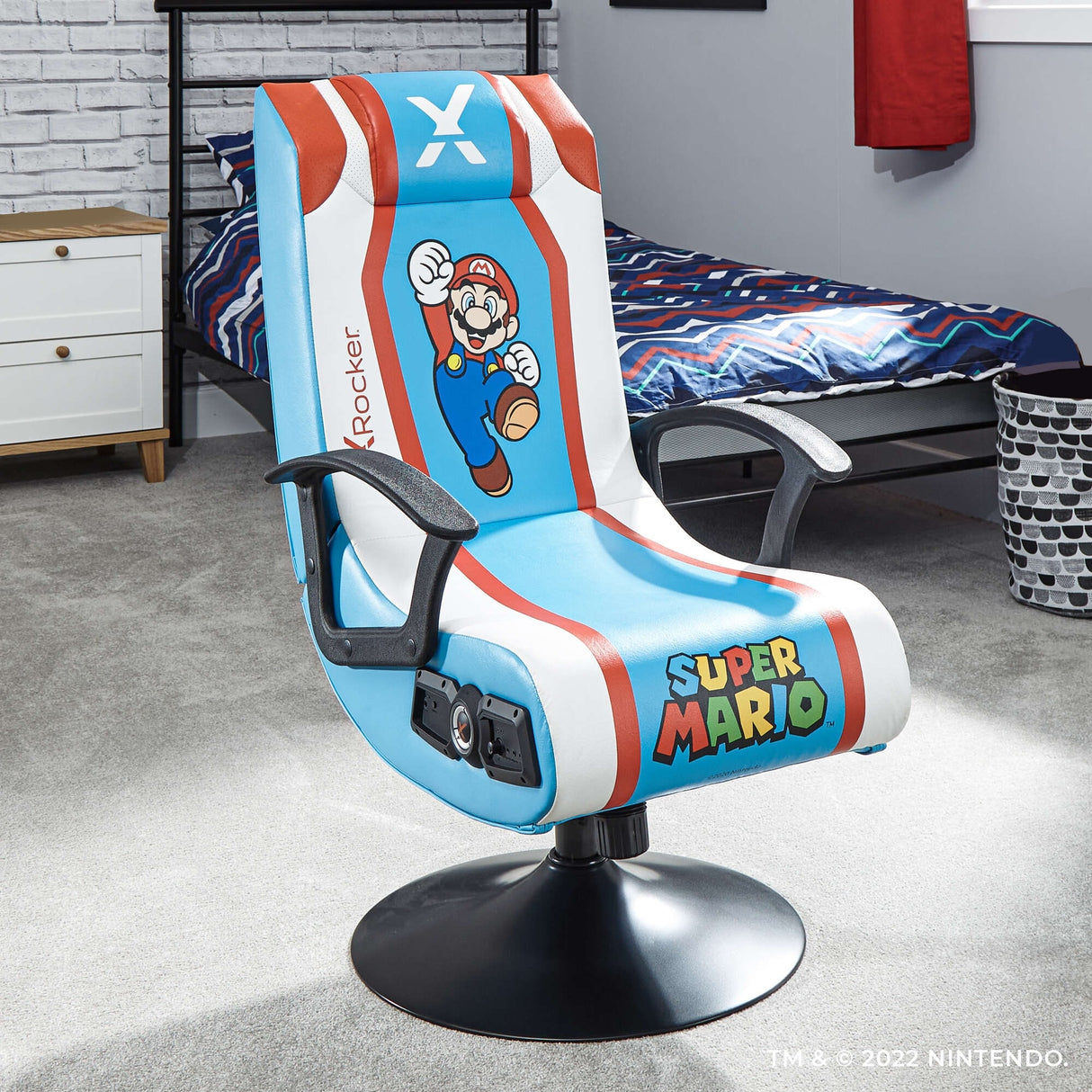 X Rocker® Super Mario™ 2.1 Audio Junior Pedestal Chair, Teal