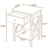 X-Shape Frame Bamboo Nightstand,Set of 2