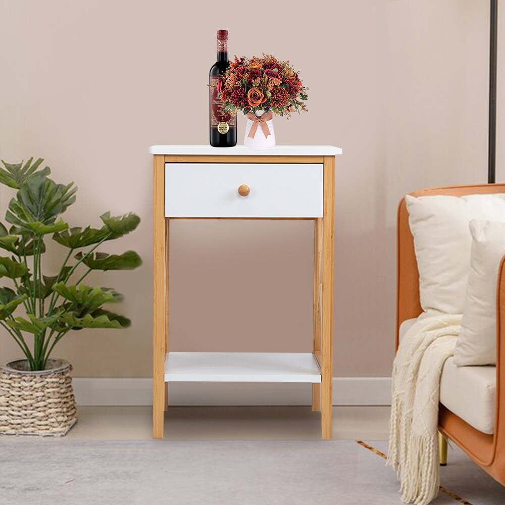 X-Shape Frame Bamboo Nightstand,Set of 2