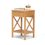 X-Shape Frame Bamboo Nightstand,Set of 2