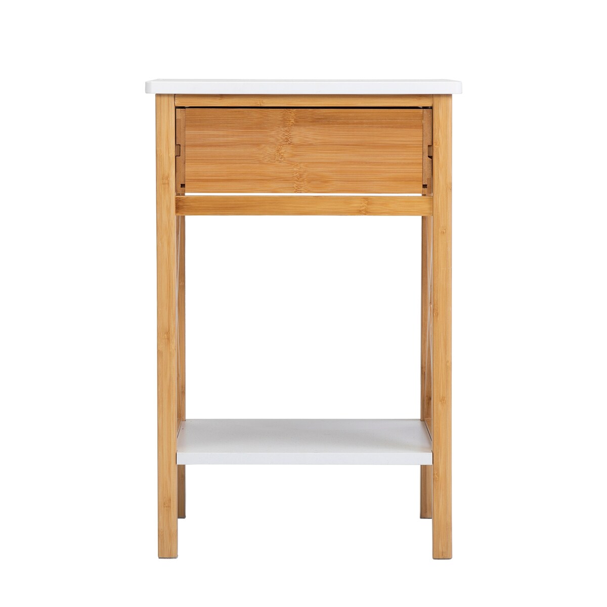 X-Shape Frame Bamboo Nightstand,Set of 2