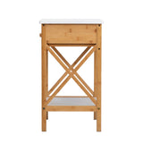 X-Shape Frame Bamboo Nightstand,Set of 2