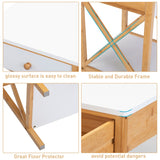 X-Shape Frame Bamboo Nightstand,Set of 2