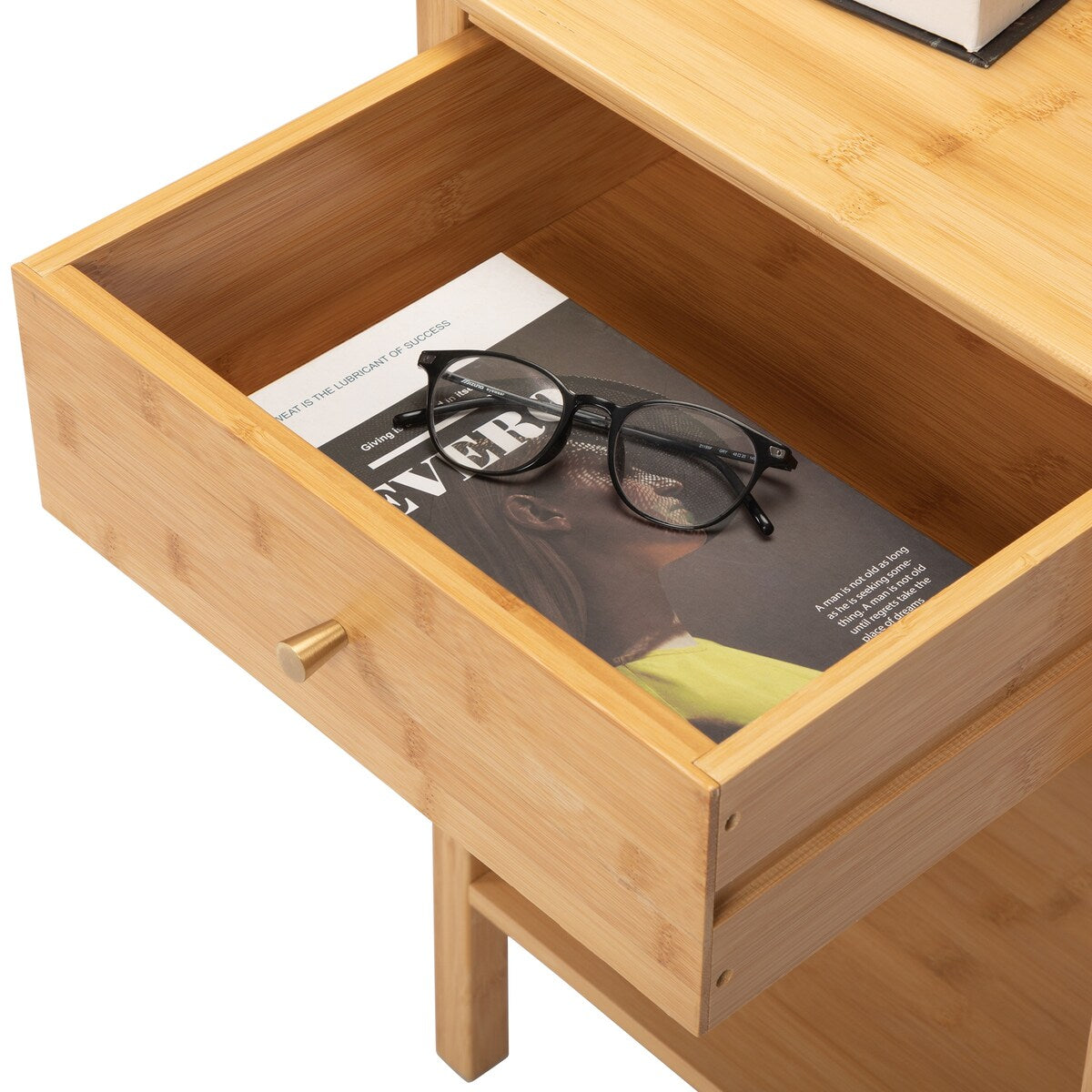 X-Shape Frame Bamboo Nightstand,Set of 2