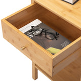 X-Shape Frame Bamboo Nightstand,Set of 2