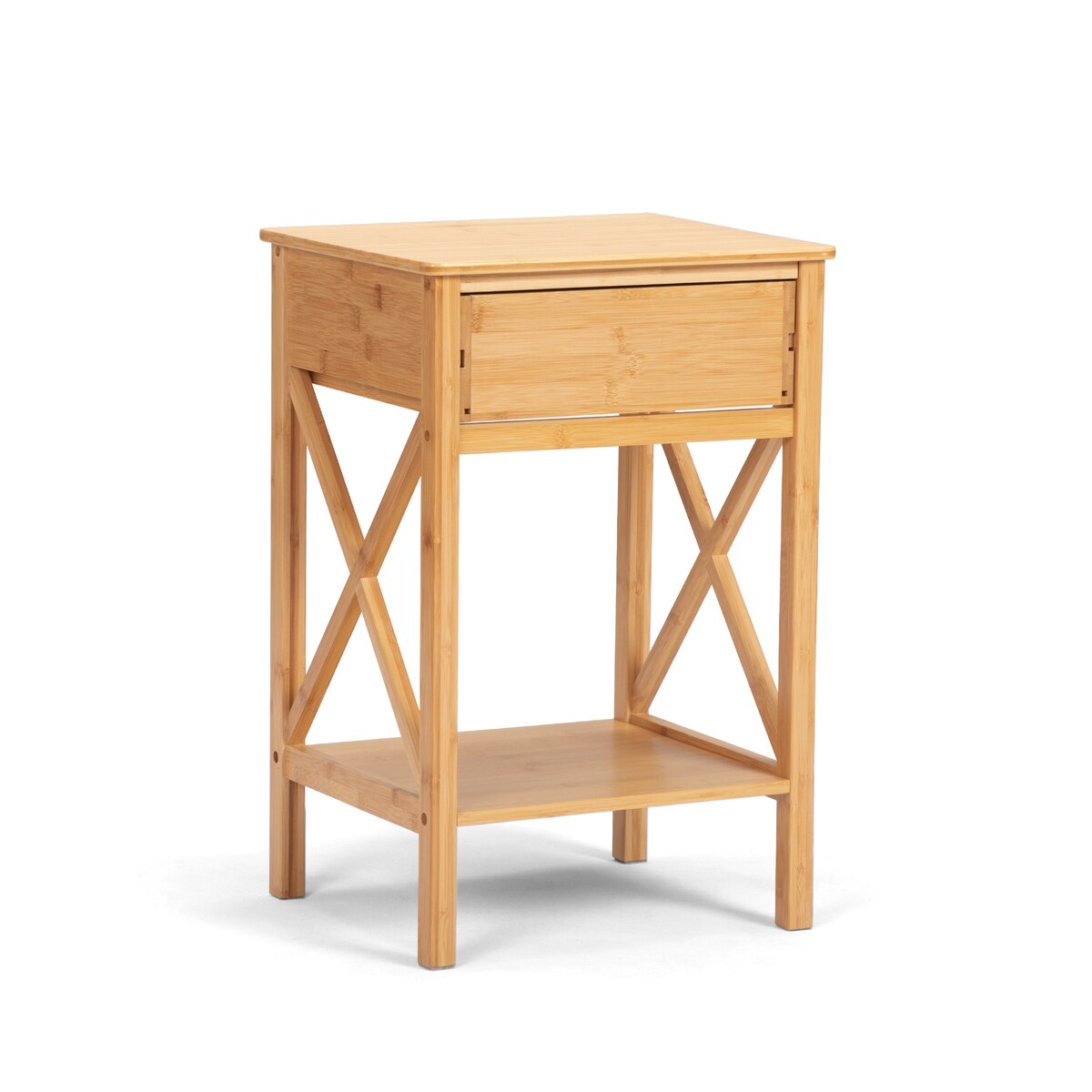 X-Shape Frame Bamboo Nightstand,Set of 2