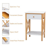 X-Shape Frame Bamboo Nightstand,Set of 2