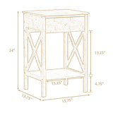 X-Shape Frame Bamboo Nightstand,Set of 2