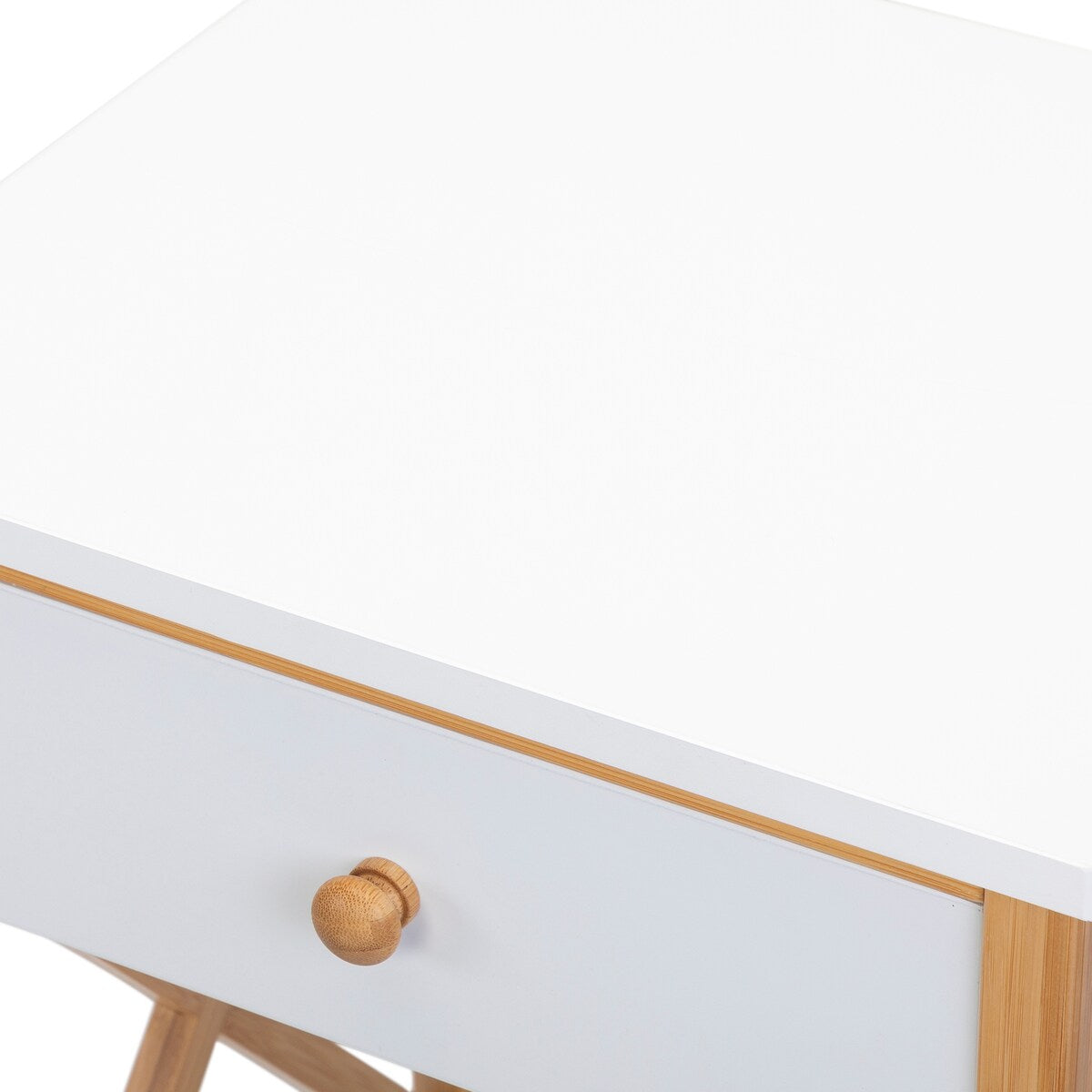 X-Shape Frame Bamboo Nightstand,Set of 2
