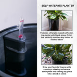 XBrand 22.4" H Black Plastic Self Watering Indoor Outdoor Triangle Planter Pot w/Glossy Finish, Tall Decorative Gardening Pot