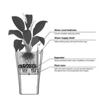 XBrand 22.4" H Plastic Self Watering Indoor Outdoor Square Planter Pot, Tall Decorative Gardening Pot, Home Décor Accent