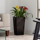 XBrand 22.4" H Plastic Self Watering Indoor Outdoor Square Planter Pot, Tall Decorative Gardening Pot, Home Décor Accent