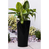 XBrand 22.4" H Plastic Self Watering Indoor Outdoor Triangle Planter Pot w/Glossy Finish, Tall Decorative Gardening Pot