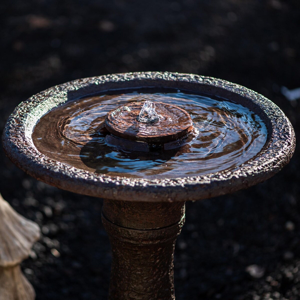 XBrand 23.43"H Resin, Stone Powder & Glass Fiber 1 Tier Water Fountain for Outdoor Decor, Birdbath Fountain, Dark Brown
