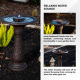 XBrand 23.43"H Resin, Stone Powder & Glass Fiber 1 Tier Water Fountain for Outdoor Decor, Birdbath Fountain, Dark Brown