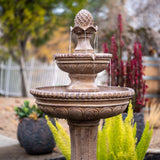 XBrand 39" 2-Tier Solar Water Fountain – Sandstone Resin, Auto Pump, Classic Design