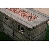 XBrand 42.1"L Rectangular Black MgO/Metal Outdoor Propane Gas Smokeless Fire Pit Table with Volcanic Rocks & Rain Cover