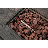 XBrand 42.1"L Rectangular Black MgO/Metal Outdoor Propane Gas Smokeless Fire Pit Table with Volcanic Rocks & Rain Cover
