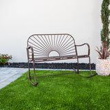 XBrand 44.5"L Iron Sun-Patterned Seat for Two Indoor/Outdoor Rocking Bench