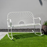 XBrand 44.5"L Iron Sun-Patterned Seat for Two Indoor/Outdoor Rocking Bench