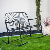 XBrand 44.5"L Iron Sun-Patterned Seat for Two Indoor/Outdoor Rocking Bench