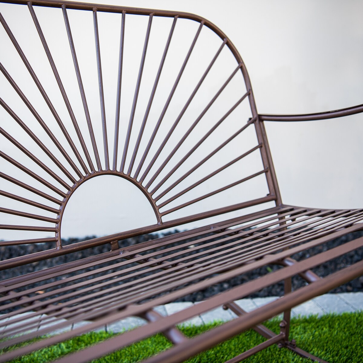XBrand 44.5"L Iron Sun-Patterned Seat for Two Indoor/Outdoor Rocking Bench