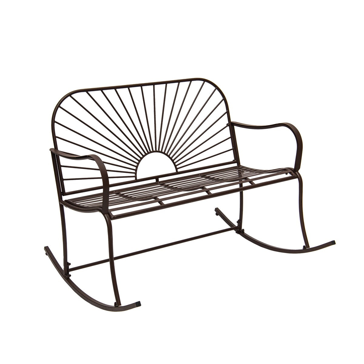 XBrand 44.5"L Iron Sun-Patterned Seat for Two Indoor/Outdoor Rocking Bench