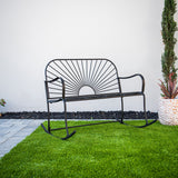 XBrand 44.5"L Iron Sun-Patterned Seat for Two Indoor/Outdoor Rocking Bench