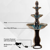XBrand 51 in Tall 3-Tier Freestanding Waterfall Fountain, Outdoor Garden, Yard, Lawn, Porch Décor