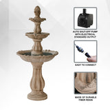 XBrand 51 in Tall 3-Tier Freestanding Waterfall Fountain, Outdoor Garden, Yard, Lawn, Porch Décor