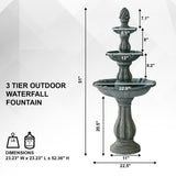 XBrand 51 in Tall 3-Tier Freestanding Waterfall Fountain, Outdoor Garden, Yard, Lawn, Porch Décor