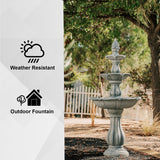 XBrand 51 in Tall 3-Tier Freestanding Waterfall Fountain, Outdoor Garden, Yard, Lawn, Porch Décor