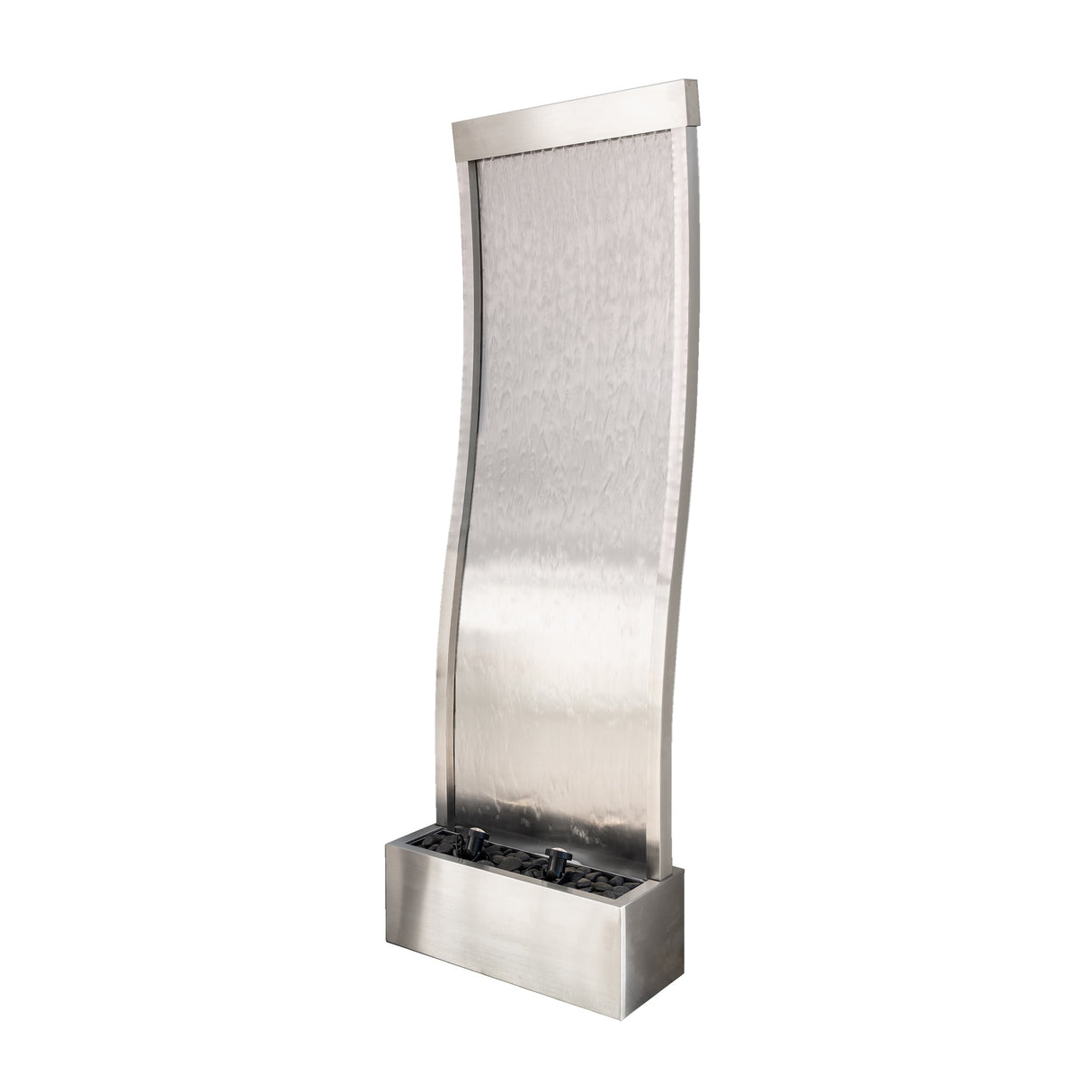 XBrand 72 Inch Mirror Water Fountain, Steel, Indoor, Includes Pump, LED Lights and Rocks, Home Office Décor