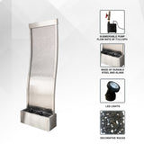 XBrand 72 Inch Mirror Water Fountain, Steel, Indoor, Includes Pump, LED Lights and Rocks, Home Office Décor