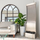 XBrand 72 Inch Mirror Water Fountain, Steel, Indoor, Includes Pump, LED Lights and Rocks, Home Office Décor
