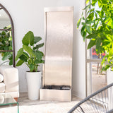 XBrand 72 Inch Mirror Water Fountain, Steel, Indoor, Includes Pump, LED Lights and Rocks, Home Office Décor