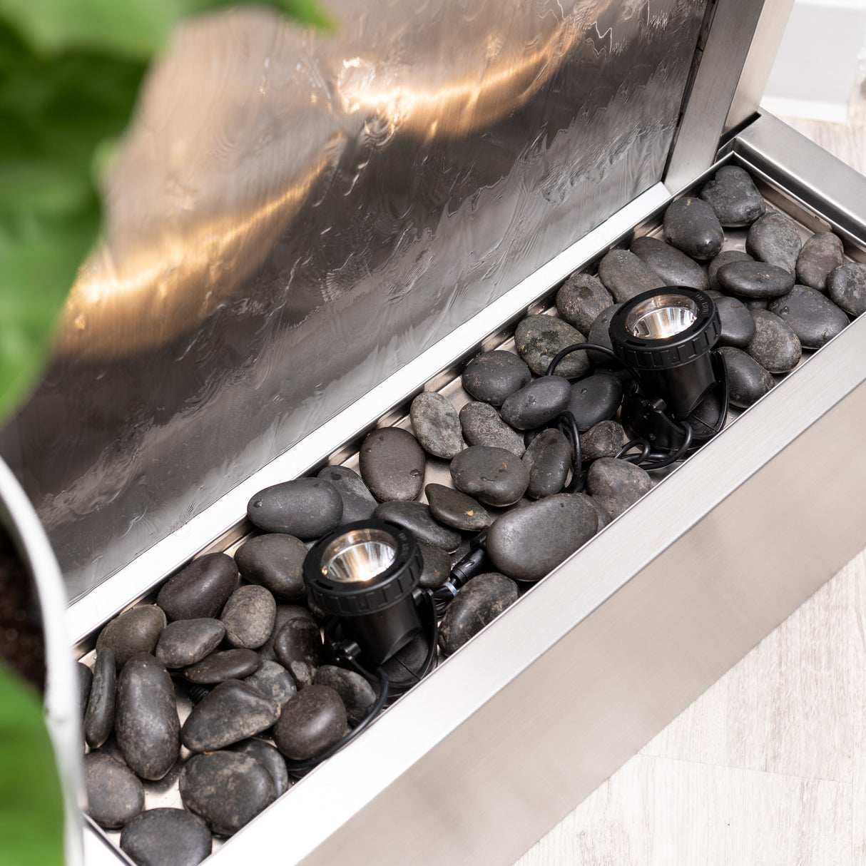 XBrand 72 Inch Mirror Water Fountain, Steel, Indoor, Includes Pump, LED Lights and Rocks, Home Office Décor