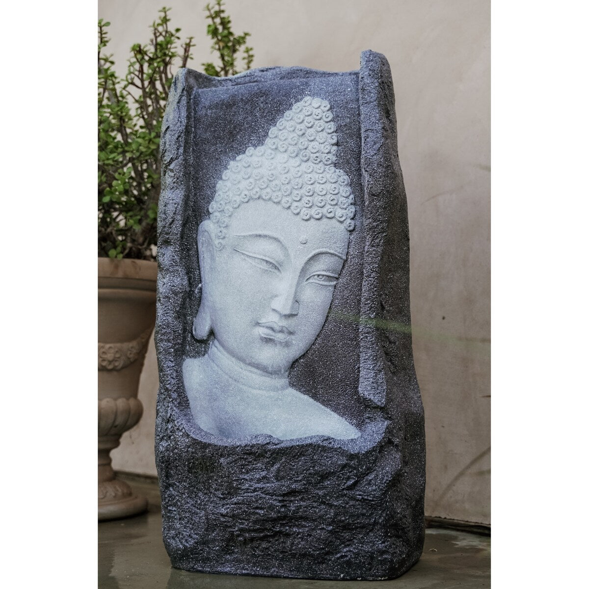 XBrand Buddha Waterfall Fountain, Indoor and Outdoor Relaxing Zen Decor, 34 Inch Tall, White