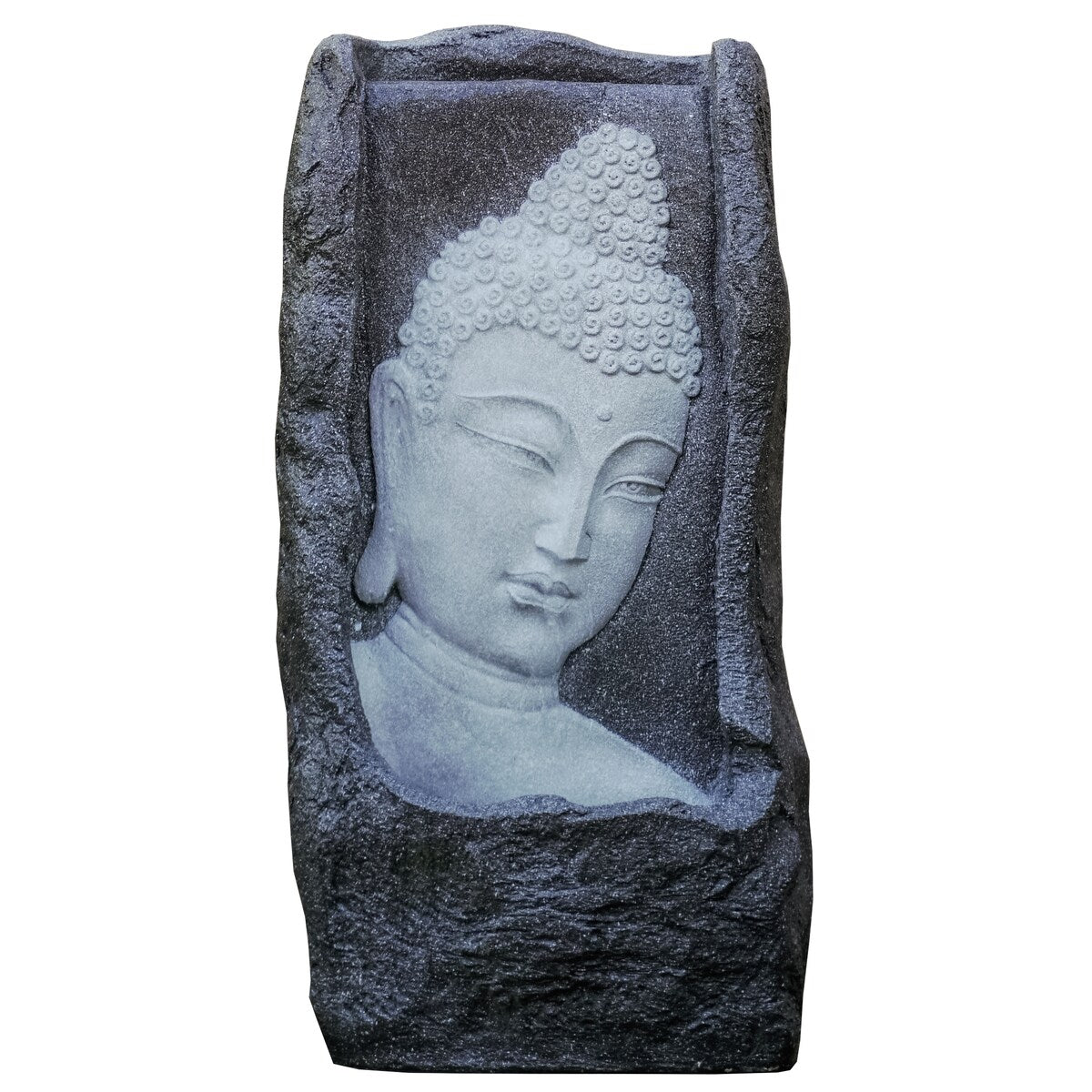 XBrand Buddha Waterfall Fountain, Indoor and Outdoor Relaxing Zen Decor, 34 Inch Tall, White