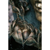 XBrand Cascading Buddha Face Indoor Outdoor Zen Water Fountain w/LED Light, 30 Inch Tall, Bronze and Grey