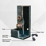 XBrand Cascading Lotus Buddha Face Indoor Outdoor Zen Water Fountain w/LED Light, 30 Inch Tall, Bronze and Natural Grey